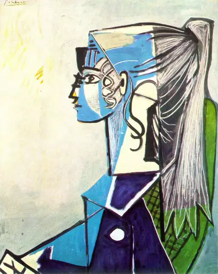 Pablo Picasso. Portrait of Sylvette David 24 green armchair, 1954