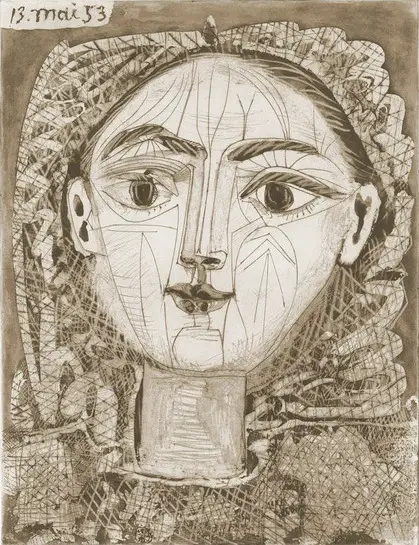 Pablo Picasso. Portrait of Françoise to the fuzzy hair, 1953