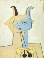 Pablo Picasso. Yellow and blue fauna playing diaule, 1946
