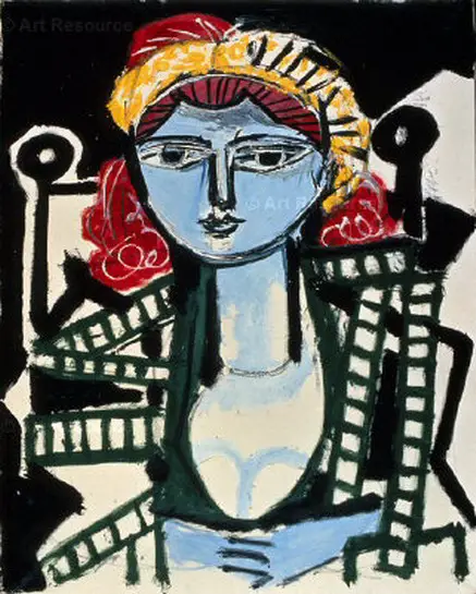 Pablo Picasso. Woman portrait in yellow-green dress, 1954