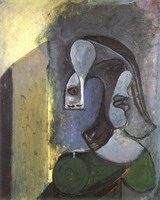 Woman head with two profiles
