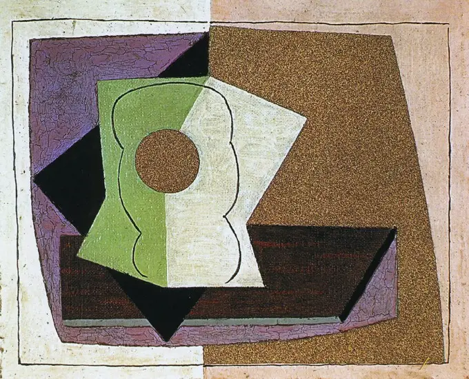 Pablo Picasso. Glass on a table, 1914