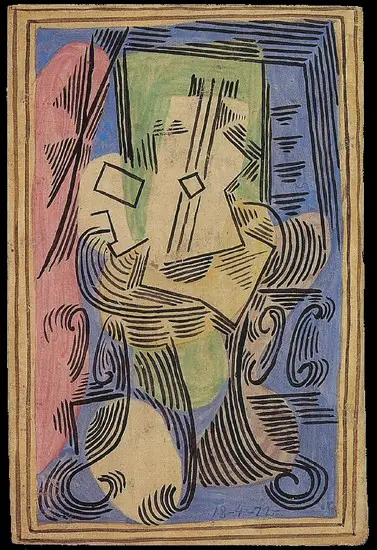 Pablo Picasso. Still Life with guitar on pedestal, 1922