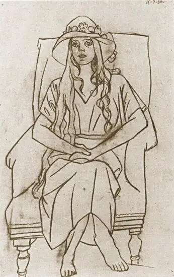 Pablo Picasso. Woman with hat sitting in a chair, 1920