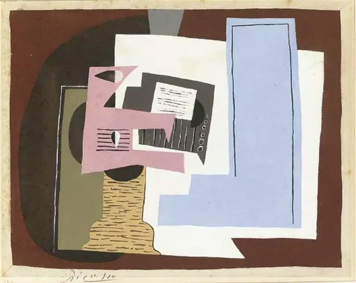 Pablo Picasso. Still Life with guitar and partition, 1920