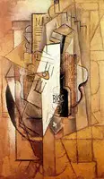 Pablo Picasso. Bottle of Bass guitar ace of clubs, 1912