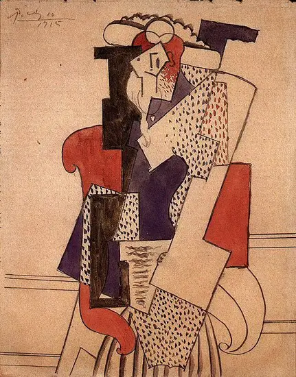Pablo Picasso. Woman with hat in chair, 1915