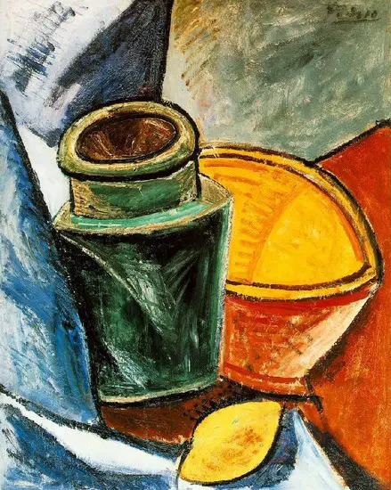 Pablo Picasso. Jug, bowl and lemon, 1907