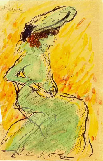 Pablo Picasso. Woman in green dress sitting, 1901