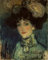 Woman with feather hat