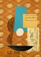 Pablo Picasso. Guitar, Sheet Music, and Glass, 1912