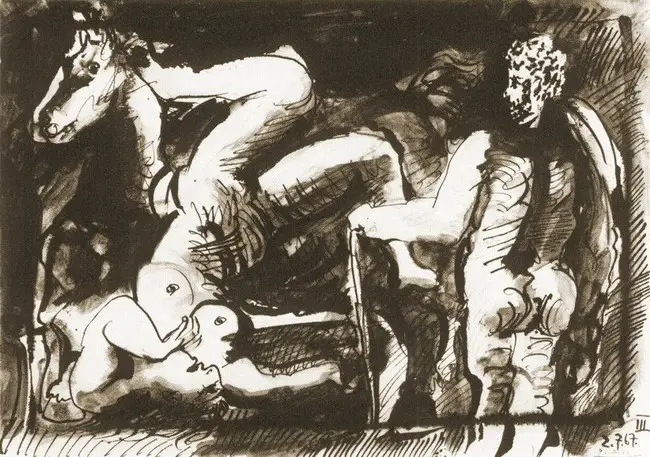 Pablo Picasso. La chute de la cavalière III. 1967 year