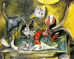 Still Life with Cat and Lobster