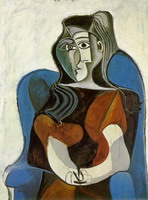 Pablo Picasso. Woman sitting in an armchair (Jacqueline) II, 1962