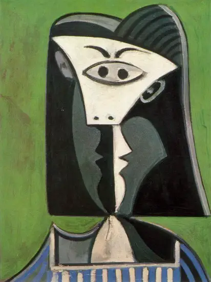 Pablo Picasso. Woman's head on a green background, 1962
