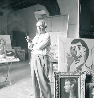 Picasso in his studio. Paris