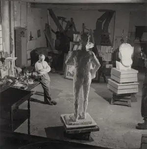 Picasso in his studio. Paris