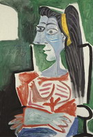 Woman in a chair, arms crossed (Bust)