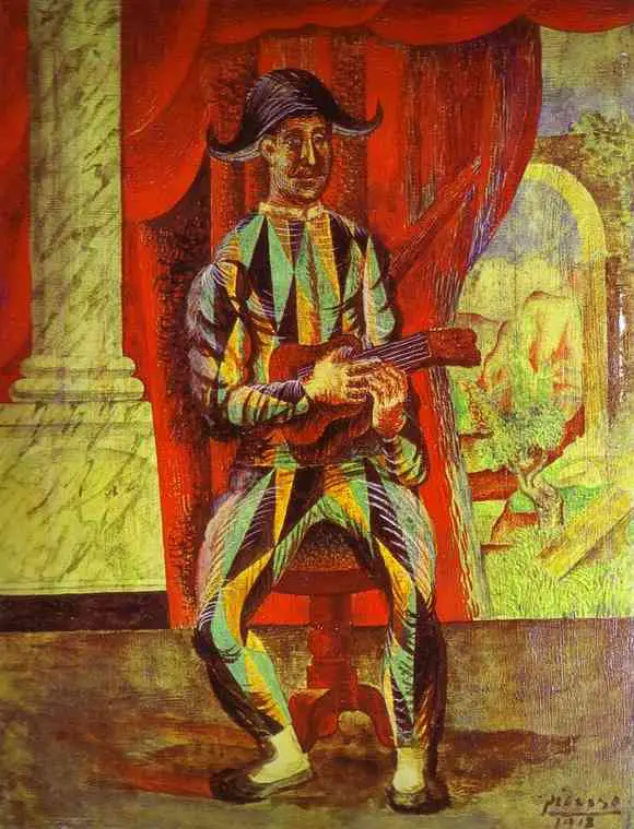 Pablo Picasso. Harlequin with a Guitar, 1917