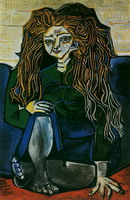 Pablo Picasso. Portrait of Madame Helene Parmelin green background