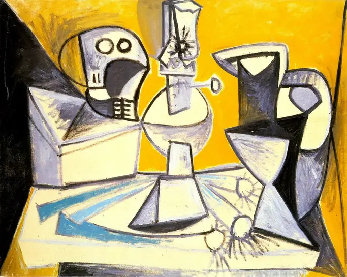 Pablo Picasso. Leeks, crane, lamp and vase, 1945