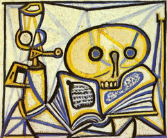 Pablo Picasso. skull, book and lamp oil
