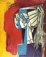 Pablo Picasso. Portrait of Sylvette David 25 on red