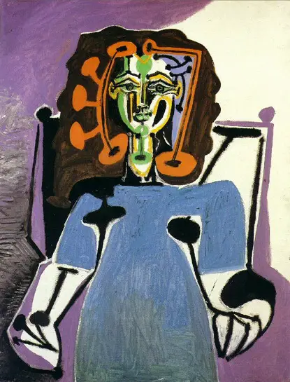 Pablo Picasso. Françoise sitting in a Blue Dress, 1949