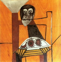 Pablo Picasso. Still life with owl and three sea urchins