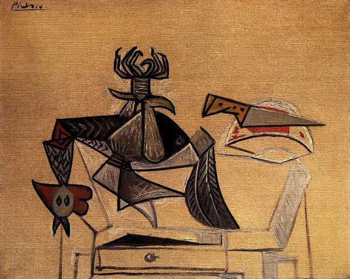 Pablo Picasso. Volaille et couteau sur une table, 1947