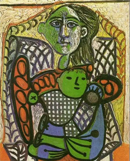 Pablo Picasso. Claude in the arms of his mother, 1948