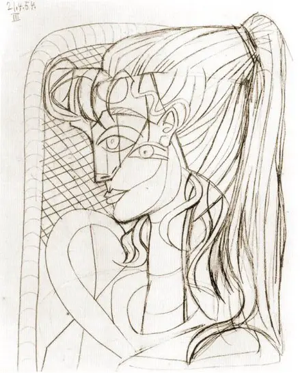 Pablo Picasso. Portrait of Sylvette David 06, 1954