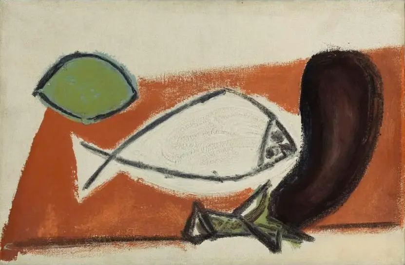 Pablo Picasso. Lemon, fish, eggplant, 1946