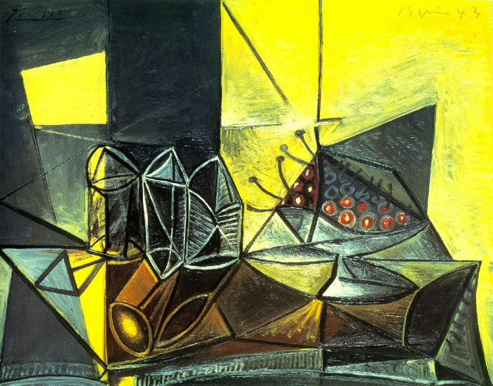 Pablo Picasso. Buffet (Nature morte aux verres et aux cerises), 1943
