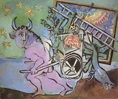 Pablo Picasso. Minotaur pulling a cart, 1936