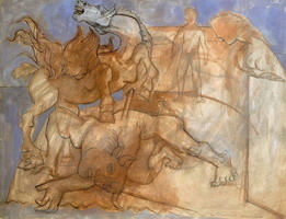 Pablo Picasso. Minotaur injured, horse and characters