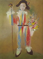 Pablo Picasso. Paul harlequin with flowers