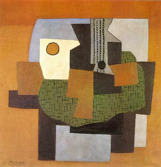 Pablo Picasso. Guitar and fruit bowl on a table Table, 1921