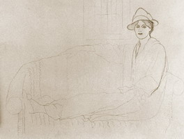 Pablo Picasso. Olga Picasso lengthened on a sofa, 1918