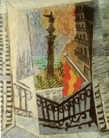 Pablo Picasso. Vue sur le monument de Colomb