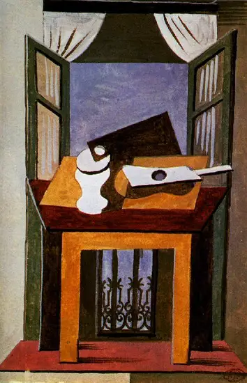 Pablo Picasso. Still life on a table at an open window, 1919