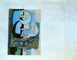 Pablo Picasso. Compotier et bouteille sur un gueridon