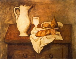 Pablo Picasso. Still life with jug and bread, 1921