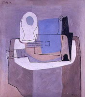 Pablo Picasso. Guitar, Bottle and Fruit Dish