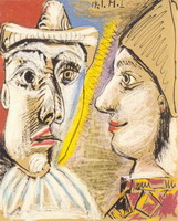 Pablo Picasso. Pierrot and Harlequin profile, 1971
