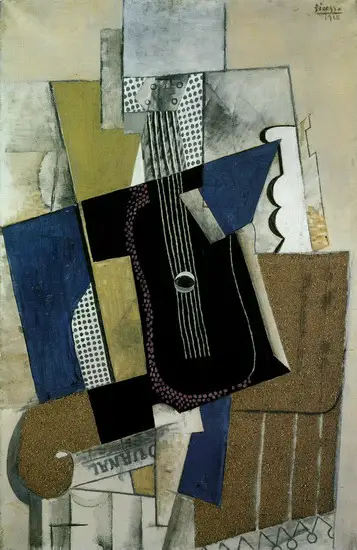 Pablo Picasso. Guitar and Newspaper, 1915