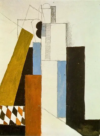 Pablo Picasso. Man with hat The interior has `a house, 1912