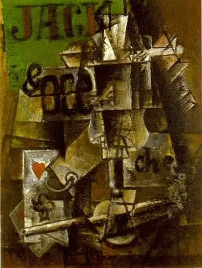 Pablo Picasso. Glass of Pernod and maps, 1912