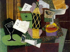 Pablo Picasso. Glass and bottle of rum stuffed