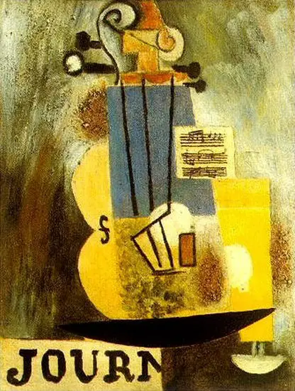 Pablo Picasso. Violon, partition et journal, 1912
